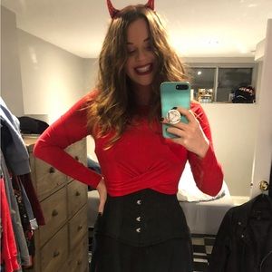 Red Cross-front crop top